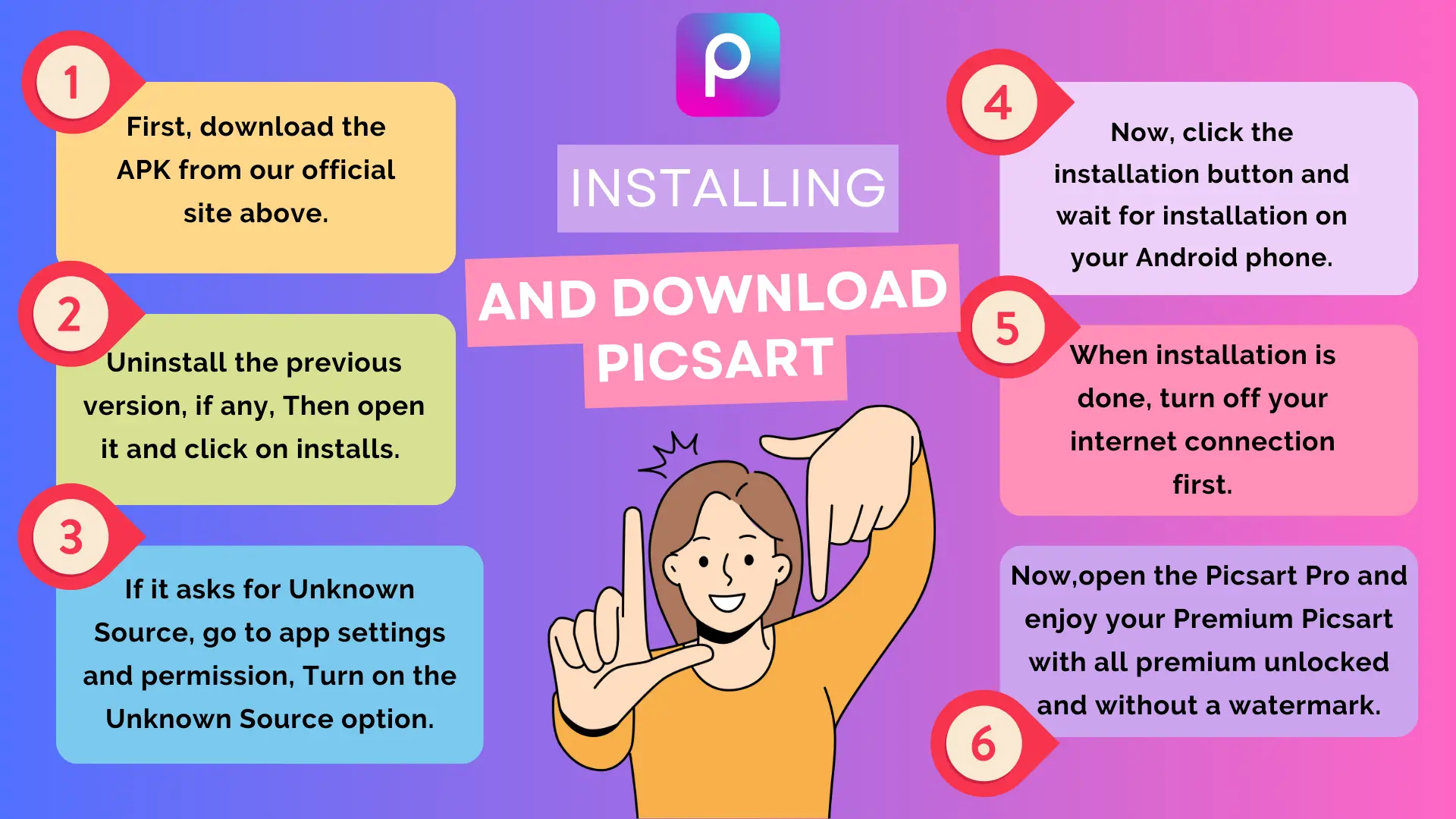 Picsart Download and installing steps